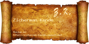 Zicherman Kende névjegykártya